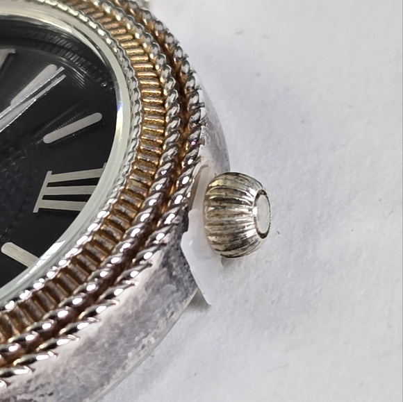 Ecclissi Sterling Silver Quartz Watch Black Druzy Accents + Extra Links - Picture 10 of 16